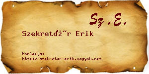 Szekretár Erik névjegykártya